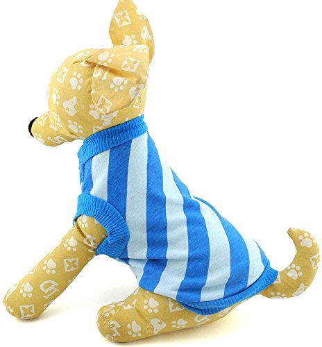 SMALLLEE_LUCKY_STORE Stripe Shirt for Small Dogs, Large, Blue Medium - PawsPlanet Australia
