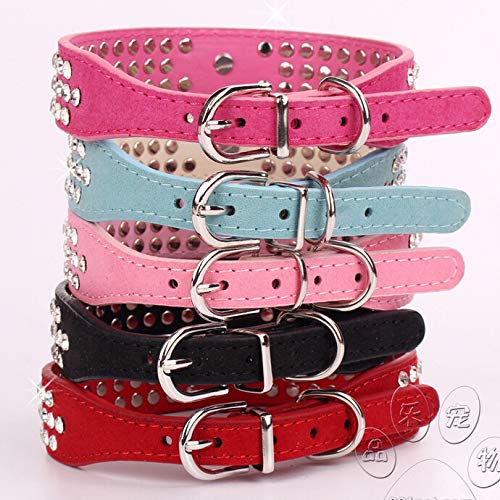 [Australia] - haoyueer Cute Dazzling Sparkling Elegant Fancy Suede Leather 3 Rows Bling Rhinestone Crystal Jeweled Small Pet Cat Dog Puppy Collar L Black 