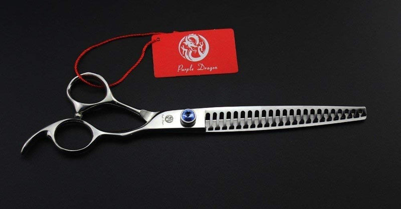 [Australia] - Purple Dragon Professional Pet Grooming Shears Dog/Poodle Cutting/Blending/Thinning/Chunker Scissors with Leather Bag for Pet Groomer Set 12 