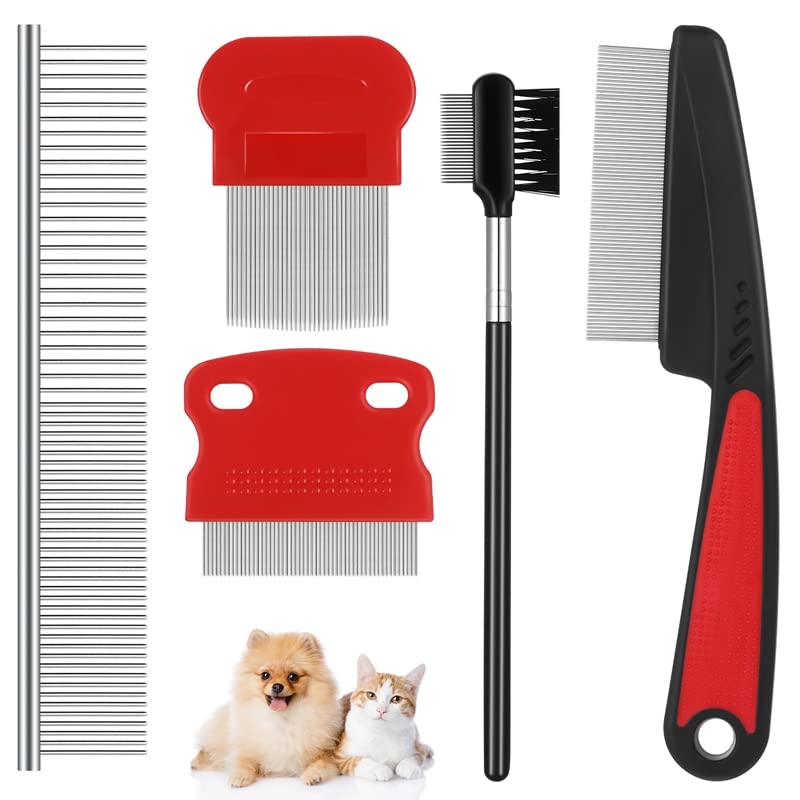 Thursday April Pack of 5 Tear Stain Remover Comb Double Sided Dog Eye Comb Brush Dog Flea Combs Pet Grooming Comb Multi-Purpose Tool for Cats Dogs Grooming Comb - PawsPlanet Australia