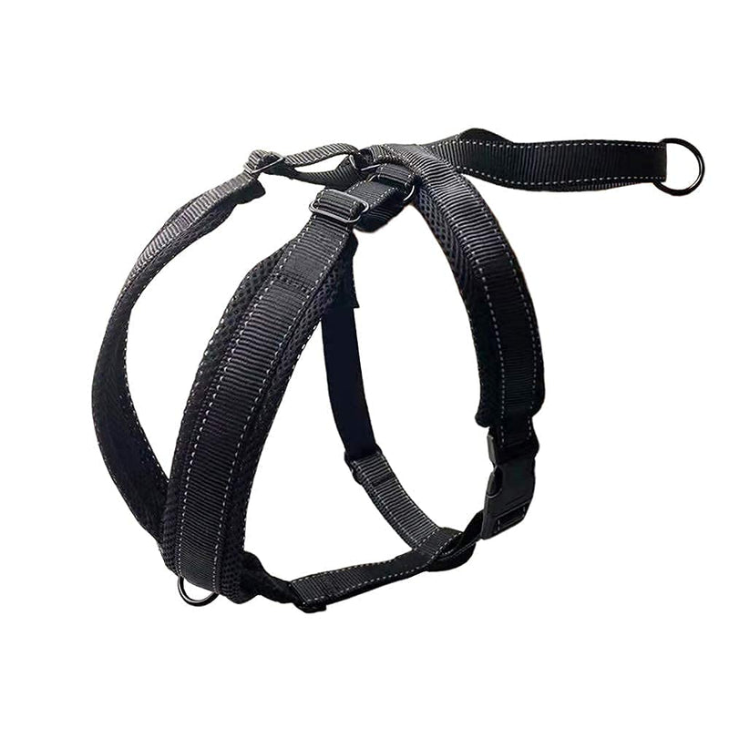 DogFad Dog Harness No Pull Pet Adjustable Reflective Breathable Outdoor Vest Comfortable Nylon Material Front/Back Leash Clips Working Dog Vest with Handle (Black, S (Girth 15"-20")) Black S (Girth 15"-20") - PawsPlanet Australia