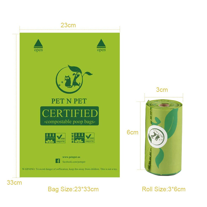 [Australia] - PET N PET Poop Bags 240 Count Biodegradable Poop Bags 100% Vegetable-Based Corn Starch Compostable Poop Bags Unscented Dog Poop Bags Refill Rolls Green 