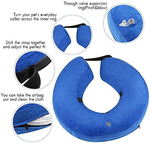 Voarge Pet Inflatable Collar for Dogs, Pet Protective Neck Collar For Cats And Dogs, Pet Collar Cone For Recovery After Injuries, Prevent Dogs from Biting & Scratching, Adjustable Buckle, Blue M (M) M (Pack of 1) - PawsPlanet Australia