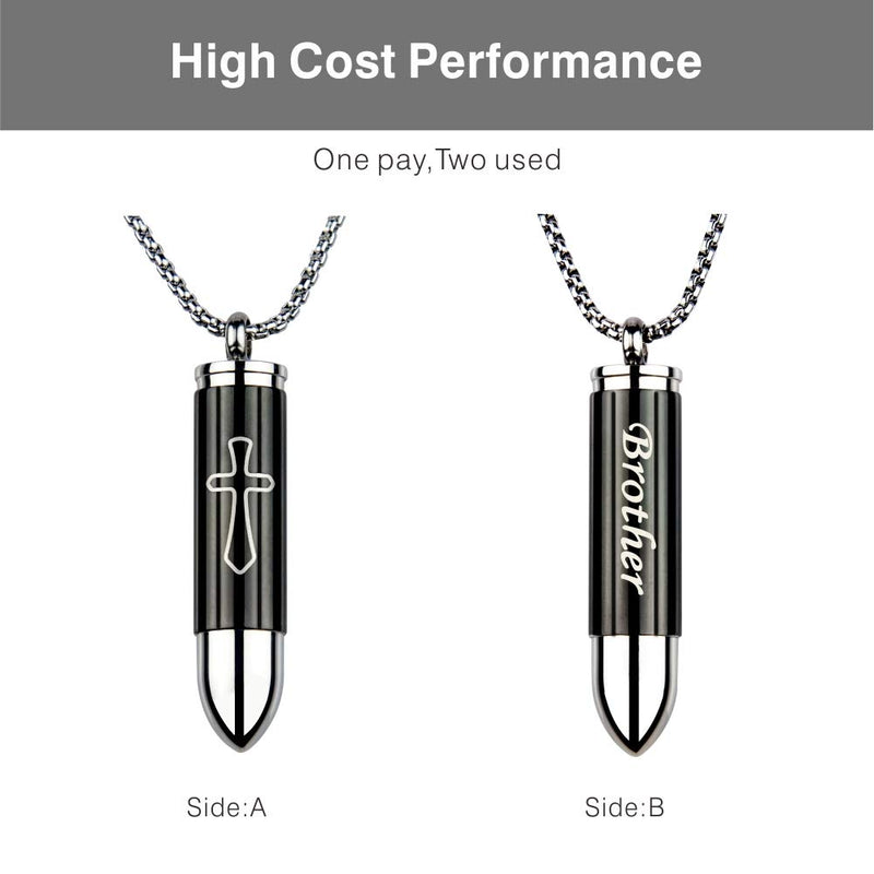 Bullet Pendant Necklaces Stainless Steel Bullet Jewelry Memorial for Ashe Urn Keepsake Chains Pendant for Ashes Human and Pet Brother - PawsPlanet Australia