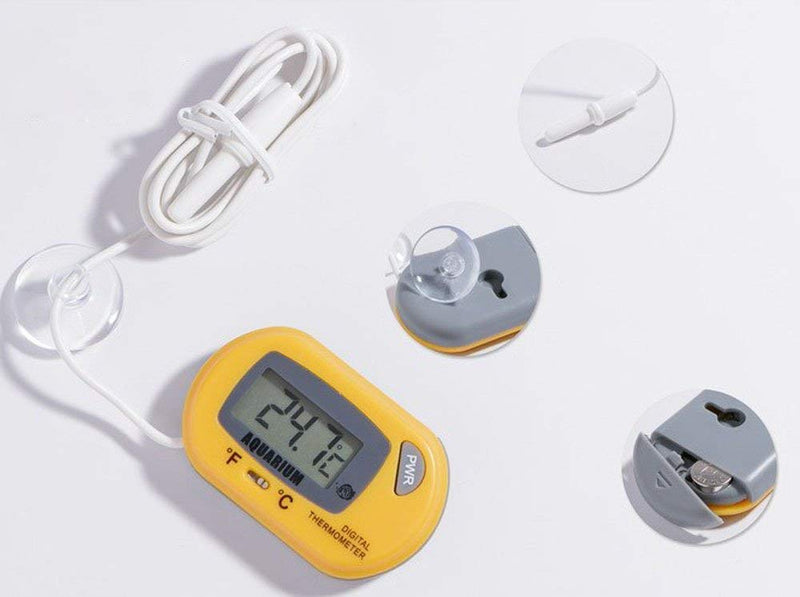 DollaTek 2Pcs LCD Digital Aquarium Thermometer Fish Tank Water Terrarium Temperature - Yellow - PawsPlanet Australia
