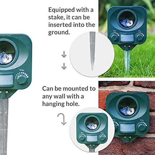 Pestbye® Twinpack Solar Waterproof Cat Repellent - Quick Fix Ultrasonic Repeller Cat Scarer with Ground Stake - PawsPlanet Australia