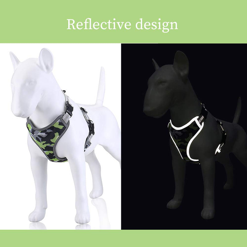 Sweety Moomoo Reflective Dog Harness Puppy Vest and lead set, Chest Girth 33cm-46cm, Adjustable Harnesses for Small Medium Large Dog (XS) XS Green - PawsPlanet Australia