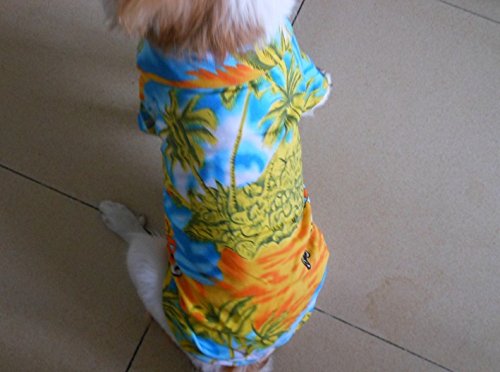 [Australia] - Tangpan Hawaiian Beach Coconut Tree Print Dog Shirt Summer Camp Shirt Clothes M-14# Yellow 