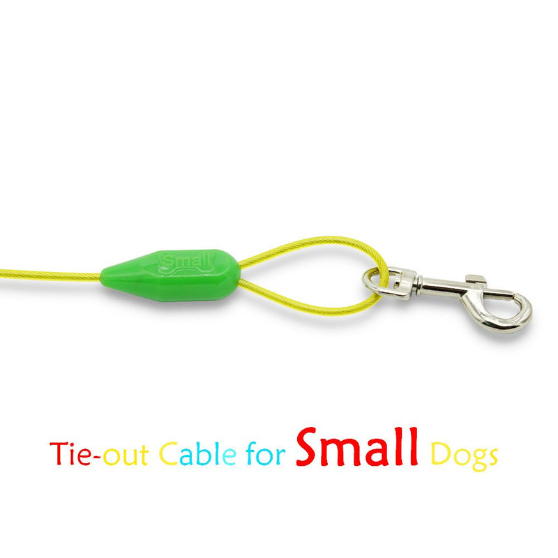 Petest Tie-Out Cable with Crimp Cover for Dogs Up to 35/60/90/125/250 Pounds, 15ft 25ft 30ft Length Available 35lbs25ft Green & Yellow - PawsPlanet Australia