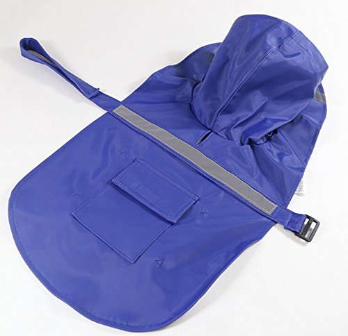 OCSOSO Pet Dog Slicker Raincoat Gear Brite Rain Jackets Dog Cat Hooded with Reflective Band XS Back: 10"(25cm) Blue - PawsPlanet Australia