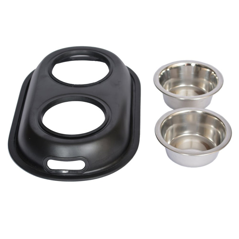 [Australia] - Iconic Pet 1-Cup Color Splash Stainless Steel Double Diner for Dog/Cat Black 