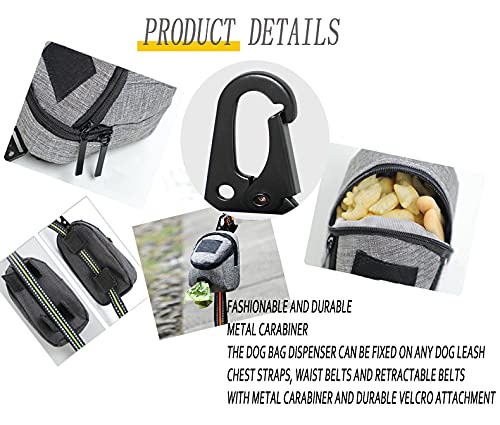 Dog Poop Bag Holder for Any Dog Leash and Poop Bags, Waste Bag Dispenser, Dog Poop Bag Dispenser with 1 Free Durable Wheels & Metal Hook Can Be Seen as a Dog Treat Bag (Gray) Gray - PawsPlanet Australia