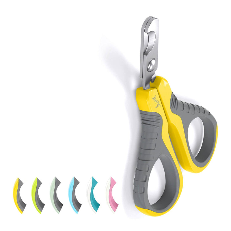 WePet Pet Claw Clippers, Professional Claw Clippers for Cats, Dogs, Puppies, Kittens, Hamsters, Rabbits and Small Animals, Sharp, Safe #03 Grey/Bumblebee Yellow Curved - PawsPlanet Australia
