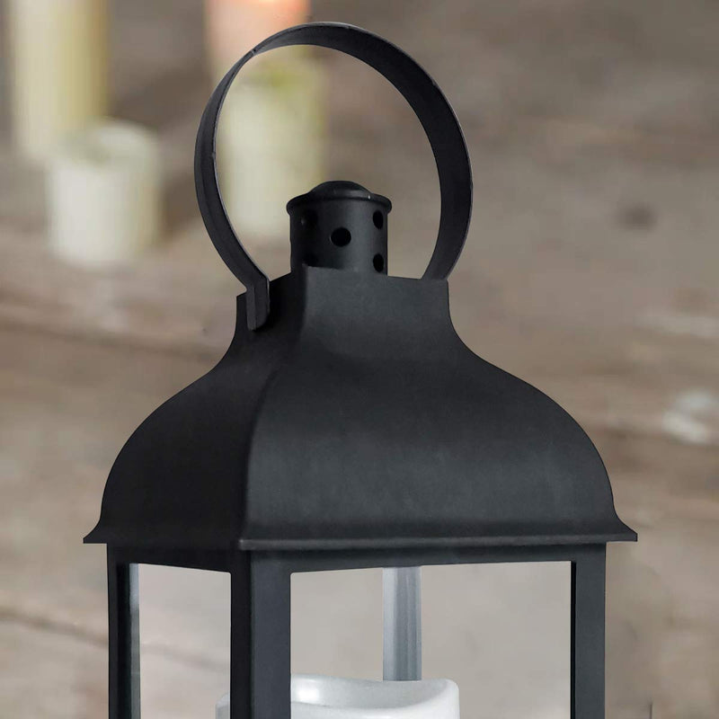 Decorative Lanterns with Timer Flameless Candle Using Battery for 11''H Outdoor and Indoor Hanging,Lantern Decor for Wedding with Plastic and Bronze Hue. (Black, 1) Black - PawsPlanet Australia
