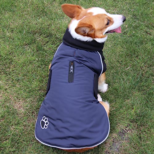 ALAGIRLS Dog Coat Waterproof Dog Jacket Winter Vest Windproof Warm Dog Raincoat for Medium Large Dogs with Safe Reflective Strips Dark Blue LL (Chest Circumference: 55-68cm) - PawsPlanet Australia