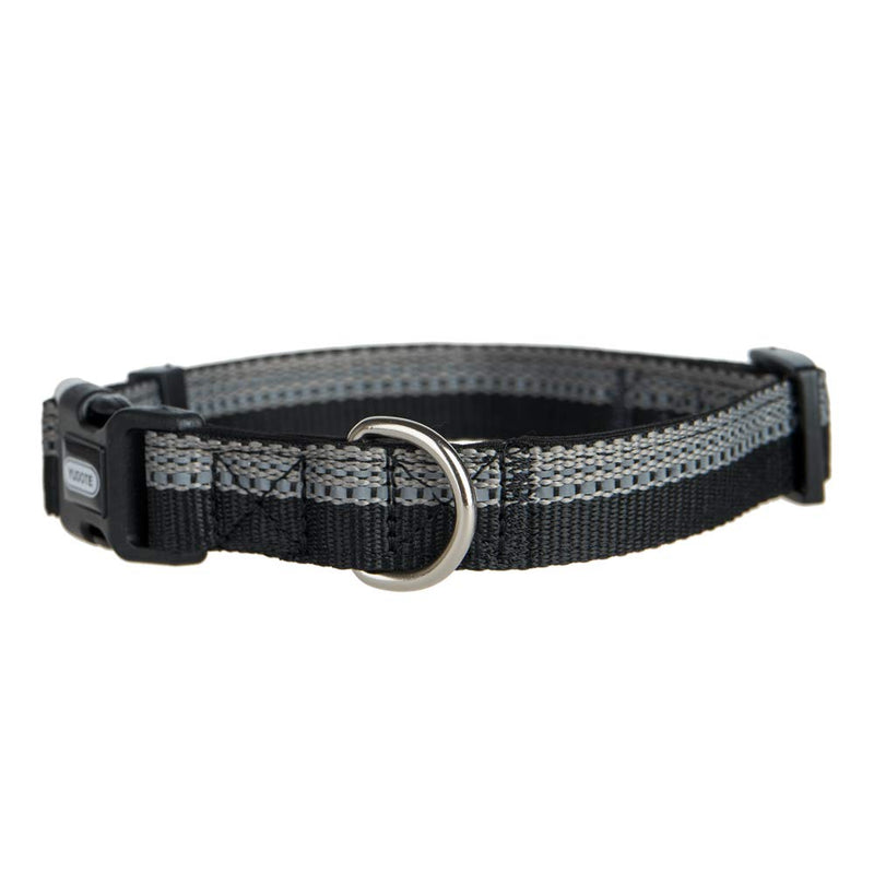 [Australia] - YUDOTE Basic Adjustable Solid Dog Collar, Reflective Puppy Collars, Multiple Colors and Patterns Large(Neck 15.5"-26") Black-2 