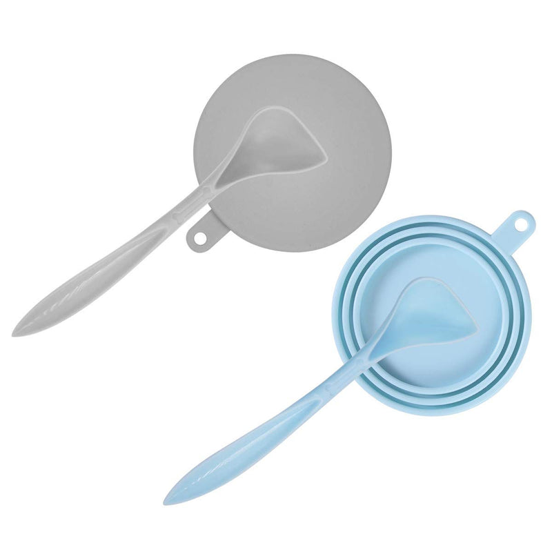 [Australia] - SLSON 2 Pack Pet Food Can Cover Universal Silicone Cat Dog Food Can Lids 1 Fit 3 Standard Size Can Tops with 2 Spoons,Light Blue and Grey 