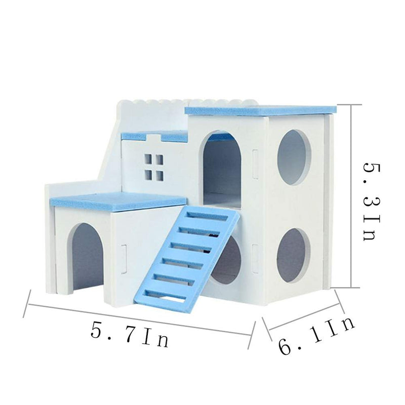 kathson Wooden Hamster House Hideout Hut Rat Hideaway Exercise Toys for for Small Animals Like Dwarf Hamster and Mouse Blue - PawsPlanet Australia