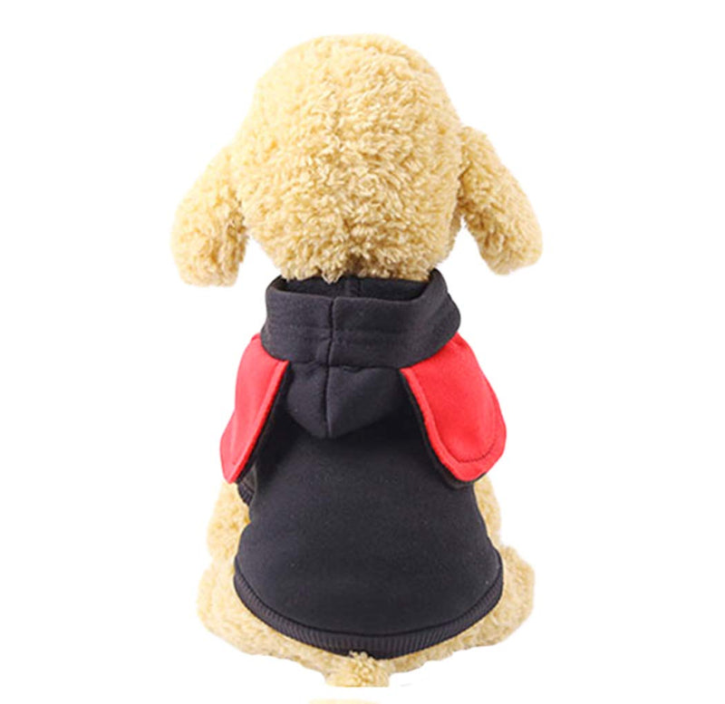 [Australia] - Xiaoyu Pet Dog Hooded Clothes Apparel Puppy Cat Warm Hoodies Coat Sweater for Small Dogs with Cute Hat, S Black 