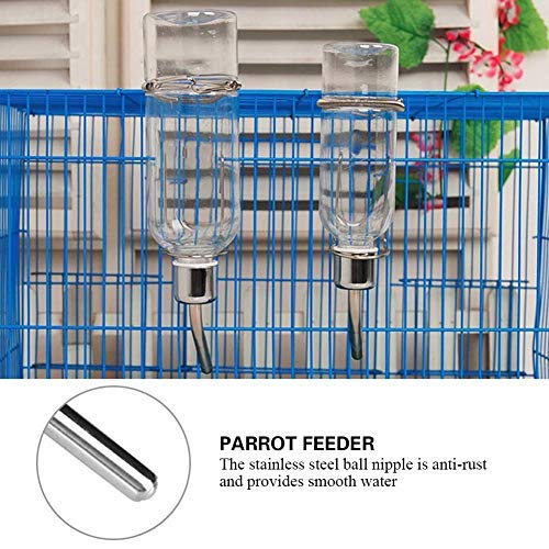 HEEPDD Parrot Water Feeder, 180ml Automatic Stainless Steel Nipple Water Feeding Bottle for Birds Hamster Rabbit Chinchilla Ferret(S) S - PawsPlanet Australia