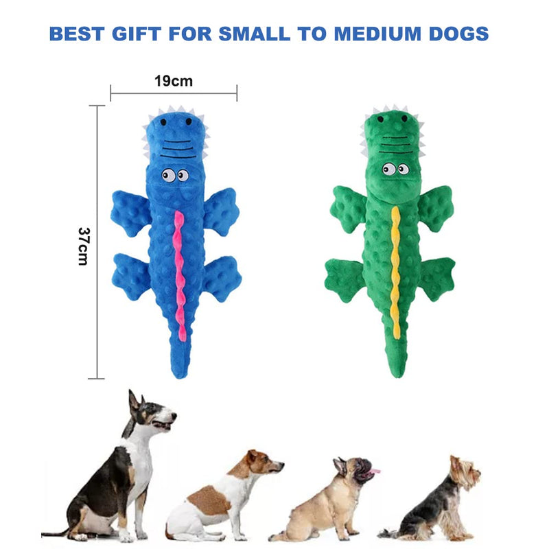 Squeaky Dog Toys, 2 Pcs Interactive Dog Toys for Boredom, Durable Dog Chew Toys with Crinkle Paper, Training Dog Toys for Puppy Small Medium Dogs, Soft Dog Toys for Teeth Clean Blue+Green - PawsPlanet Australia