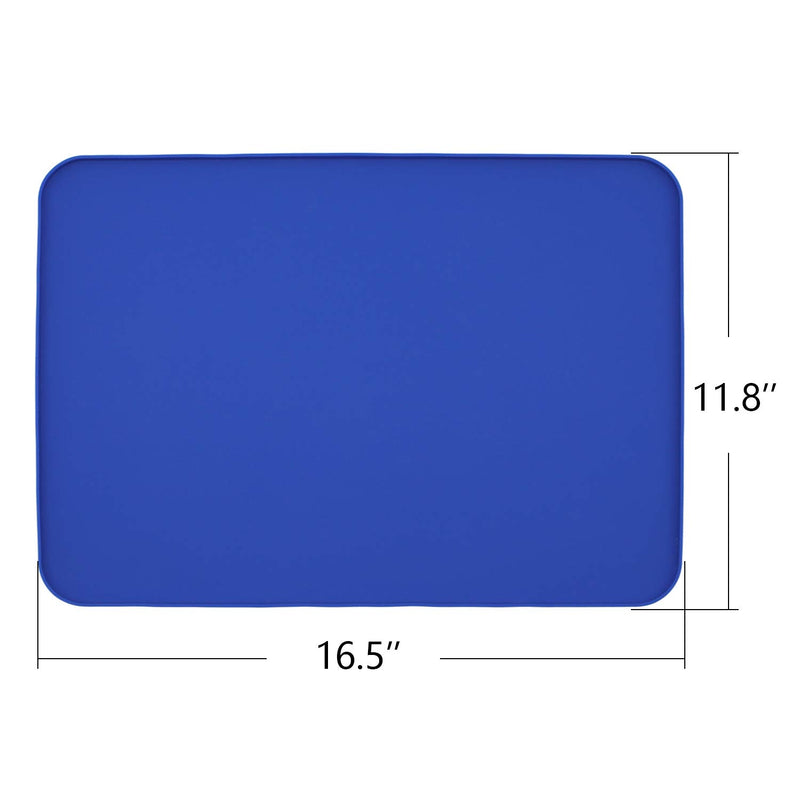 [Australia] - M&J Washable Dog Mat for Food and Water, Easy Clean, Waterproof, Pets Placemat Tray Mats to Stop Dog and Food Spills and Water Bowl Messes on Floor,Nonslip Pet Food Mat,Silicone Dog Bowl Mat（GREY） Blue 