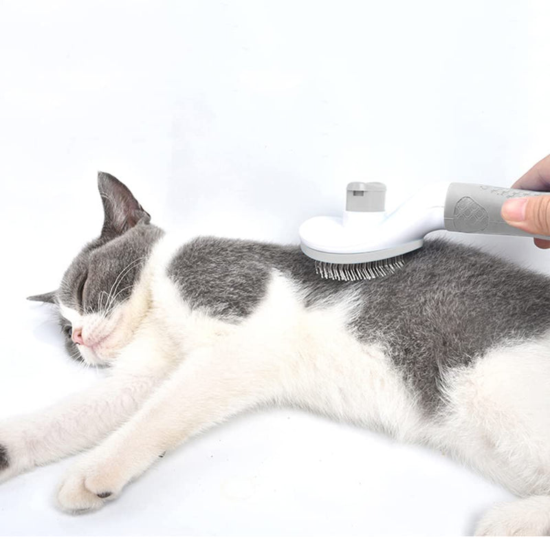 Secwell Pets Cat Brush Hair Remover Dog Brush with Cleaning Button Fur Brush for Long Hair and Short Hair Grey - PawsPlanet Australia
