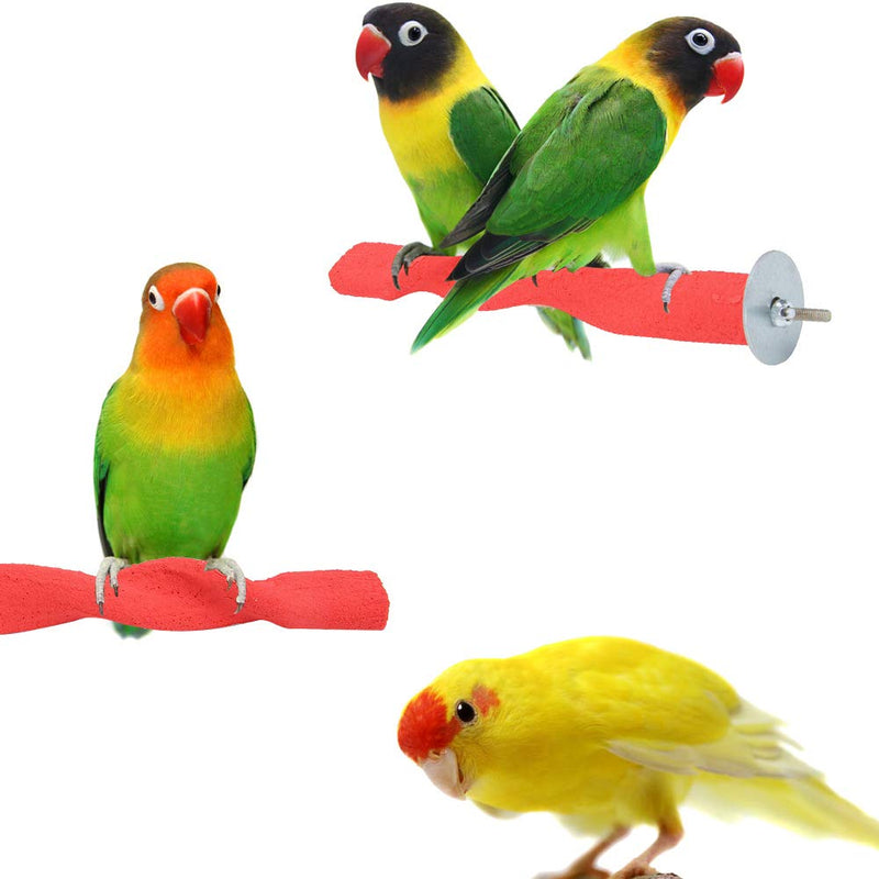 Wooden Bird Perch Rod Frosted Rod Standing Frame Stand Pole Parrot Chewing Biting Grinding Nail Toy Parrot Scratching Stick Perch Red - PawsPlanet Australia