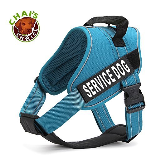 [Australia] - Chai's Choice Service Dog Vest Harness Best 2 Reflective Service Dog Patches and Sturdy Handle. Small to Large Breed. 8 Colors and Matching Padded Leash Available. Sizing Chart at Left X-Large Blue 