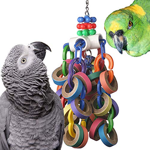 Super Bird Creations SB1107 Bagel Cascade Bird Toy, Large Bird Size, Refillable Bagels, 15” x 4.5” - PawsPlanet Australia