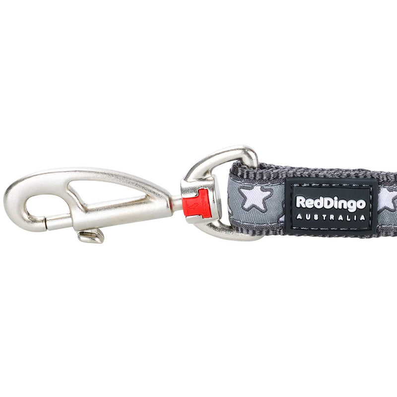 Red Dingo White Star On Grey Dog Lead (20mm x 1.2M), M - PawsPlanet Australia