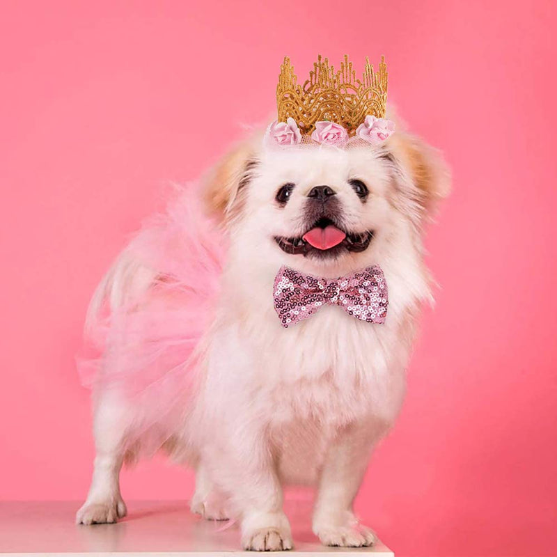 ASOCEA Dog Birthday Collar Crown Hat Cute Skirt Bowtie Party Dress Happy Birthday Banner Set Pet Boy Girl for Puppy Kitten Small Medium Dogs Cats - PawsPlanet Australia