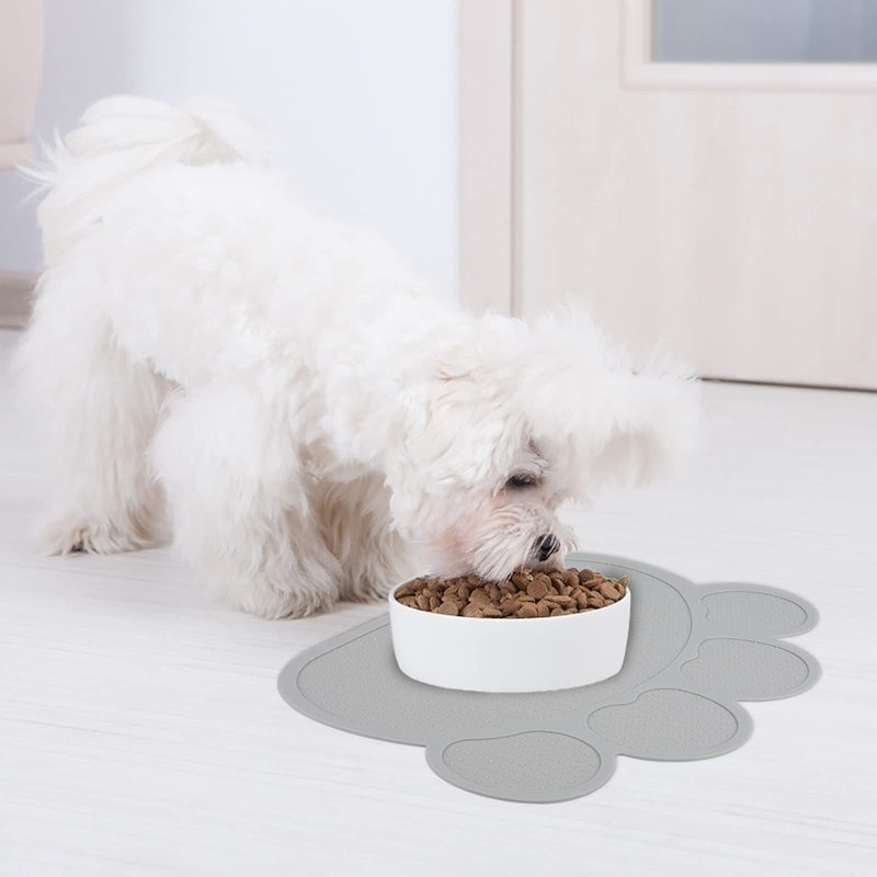 Heveer Pet Food Mat Cat Dog Feeding Mat Silicone Bowl Mat Non Slip Waterproof Placemat for Dogs Cats Food Water Bowls Grey - PawsPlanet Australia