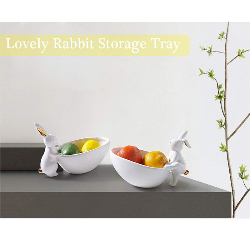 Decor Ceramic Ring Dish Centerpiece Fruit Bowl Plate Rabbit Bunny Candy Dishes Storage Key Tray for entryway Snack Bowl Jewelry Dessert Creative Decoration Serving Gift (Climbing rabbit) Climbing rabbit - PawsPlanet Australia