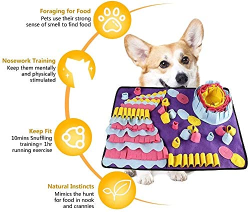 Snuffle Mat for Dogs, Dog Snuffle Mat, Snuffle Mat for Small Large Dogs Easy to Fill and Machine Washable Training Mats Pet Activity/Toy/Play 28“X20”Mat,Gift Portable Water Bowl (Mat+Portable Bowl) Premium (Mat+Portable Bowl) - PawsPlanet Australia