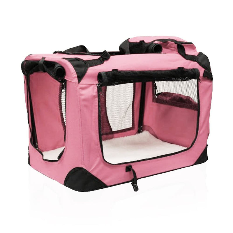 AVC Designs Large Dog Puppy Cat Kitten Pet Carrier Folding Travel Transport Bag (Pink) Pink - PawsPlanet Australia