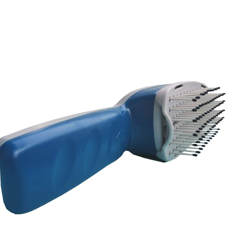 [Australia] - DotDotQ Ionic Pet Bath Brush for Dogs Grooming Cats Soft Tool for Sensitive Skin Removes Dander, Dirt, and Detangles Deshedding Comb Blue 