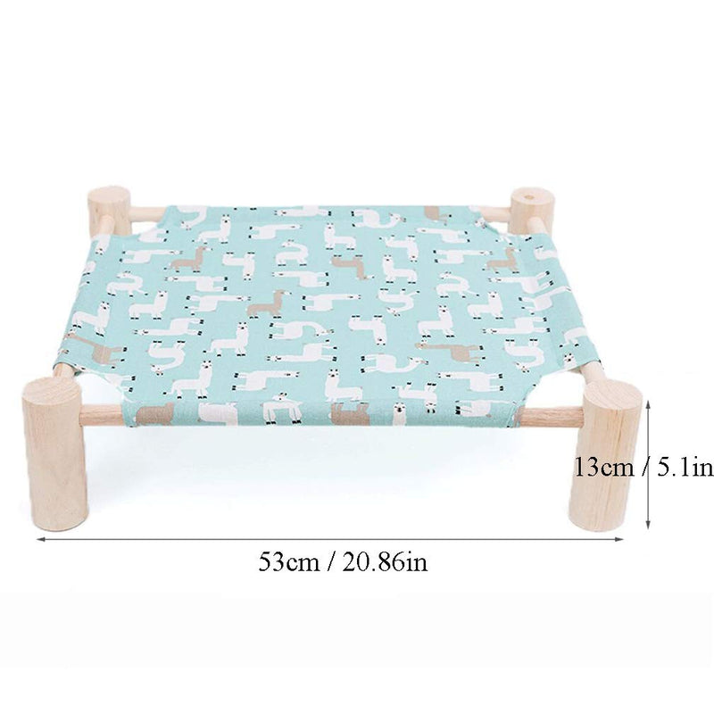 Cat Hammock Pet Cot Lounge Detachable Portable Indoor Outdoor Use Elevated Wooden Frame Square Hanging Sofa Furniture Sleeping Washable for Rabbit Cat Kitten Puppy Raised Reversible Fabric Green - PawsPlanet Australia