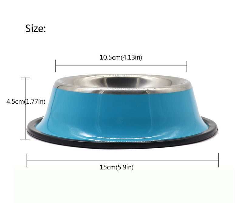 KuTi Kai Cat Bowls, Food Grade Feeding Bowl Cat Stainless Steel Non-slip Cats Bowl Pet Bowl Set 2Pcs/Set (Blue) Blue - PawsPlanet Australia
