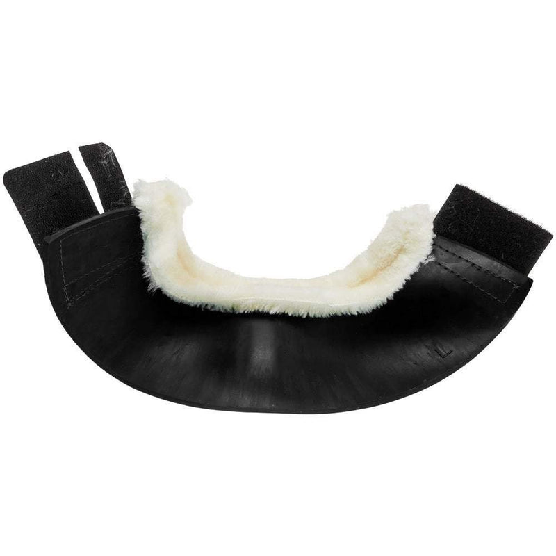 Saxon. Fleece Trim Rubber Bell Boots for Horses Black/White Cob - PawsPlanet Australia