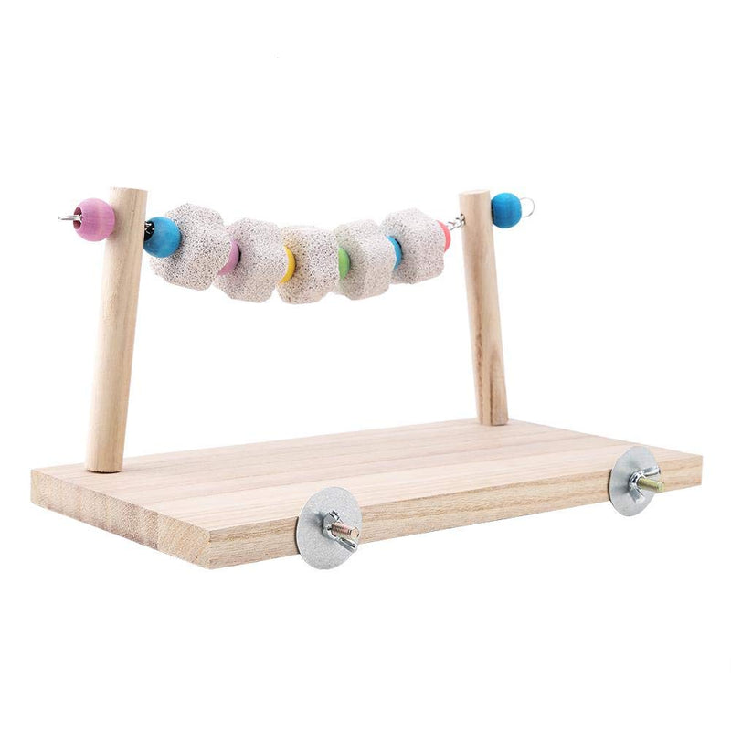 Aeloa Swing Wooden Stand Platform Mineral Stone Molar Toy Springboard for Birds Hamster - PawsPlanet Australia