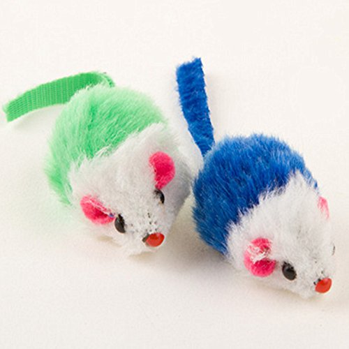 [Australia] - Keklle Play Fur Mice Cat Toys – Mixed Bag of 10 Play Mice with Rattling Sounds – 4 Color Variety Pack of Catnip Toy 