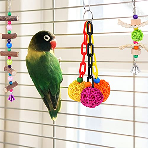 FADACAI 6 Pcs Bird Toys for Parrots, Bird Swing Toys, Hanging Bell Birds Cage with Bells Finch Toys, Parrots Colorful Chewing Toy, for Anchovies, Parakeets, Love Birds and other Small Birds - PawsPlanet Australia
