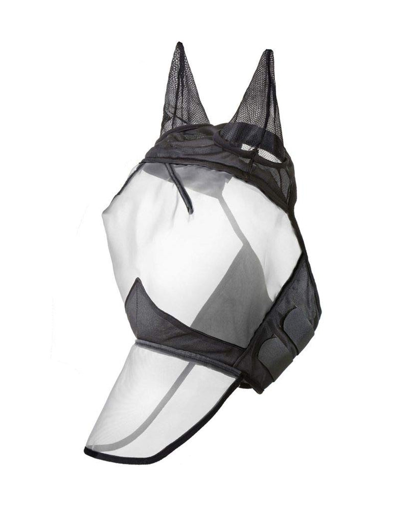 Harrison Howard CareMaster Fly Mask Long Nose with Ears Piano Black Full (Large) - PawsPlanet Australia