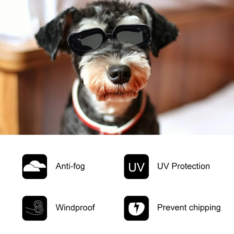 2 Pieces Small Dog Goggles, Dog Sunglasses Goggles, UV Protection Dog Sunglasses for Cat, Puppy (White, Black) White, Black - PawsPlanet Australia