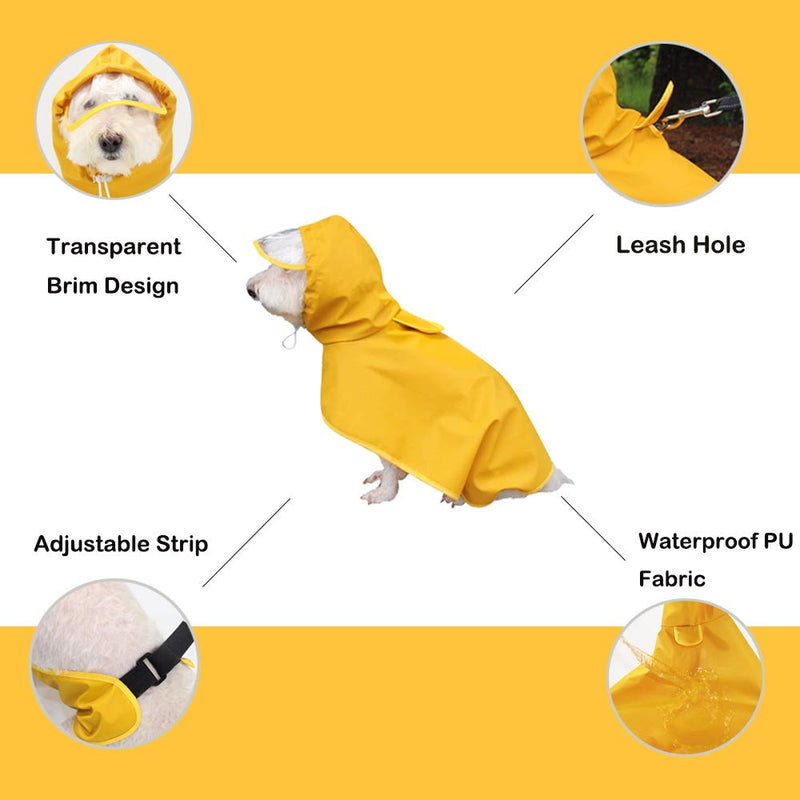 [Australia] - TOFOAN Dog Raincoat, Lightweight Dog Rain Jacket, Pet Waterproof Clothes Poncho for Small Medium Dogs, Dog Rainwear with Hood & Collar Hole Transparent Brim, Yellow Pet Rain Coat Gear for Your Puppy 3XL 