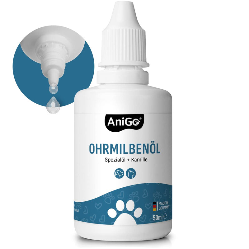 AniGo ear mite oil 50ml immediately effective remedy for cats - against ear mites with chamomile for cats, gentle care for itching in the ear, ear drops for mites, ear cleaner - PawsPlanet Australia