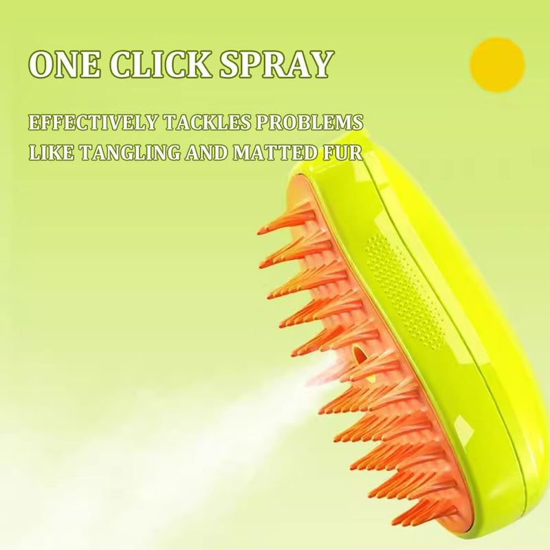 Cat Steam Brush,Cat Dog Pet Spray Massaging Comb One Button Spray, Flyaway Hair Prevention, Gentle on Skin, Massages and Cleanses. Enhance Inner Softness (Yellow) - PawsPlanet Australia