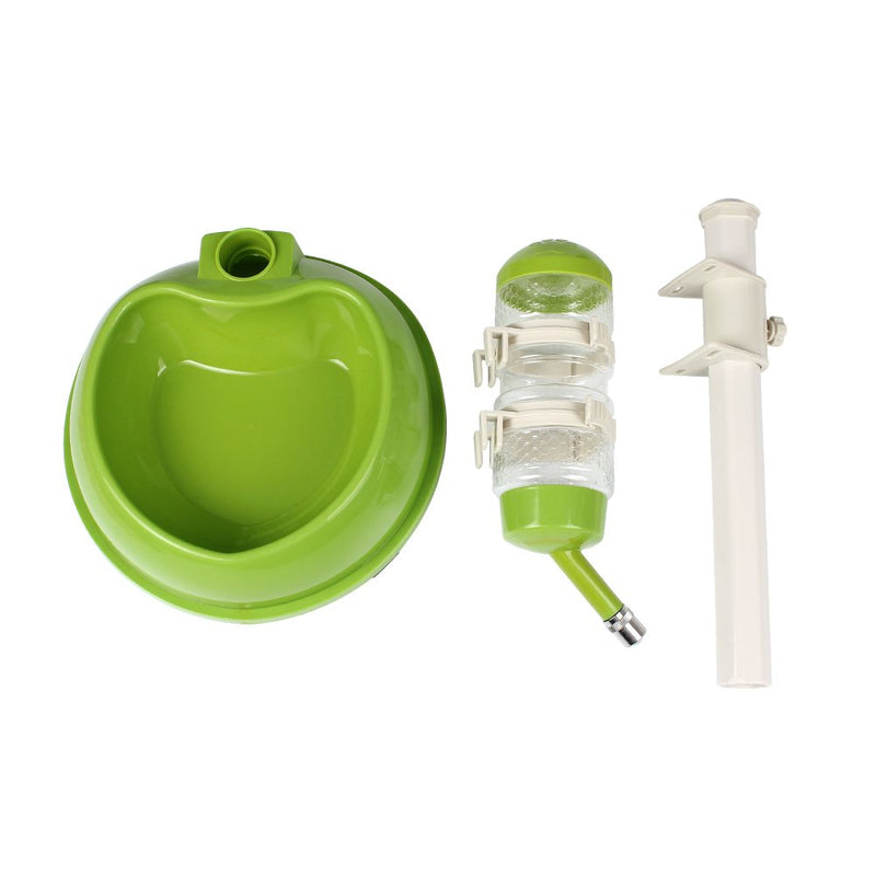 [Australia] - Pawow Pet Dog Cat Automatic Water Food Feeder Bowl Bottle Standing Dispenser Green 