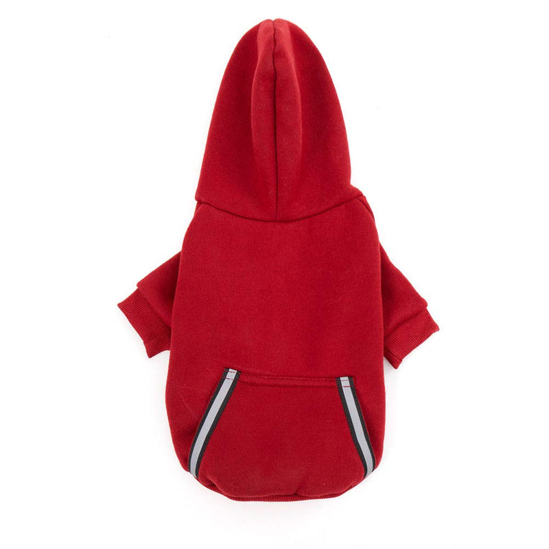 [Australia] - Dog Hoodie Fleece Sweatshirt for Small Medium Large Extra Small XL Dogs Charcoal Gray Pink Red Purple with Harness Hole and Reflective Stripe Zipper Pullover Dogs Hooded Warm Jacket XS Burgundy 